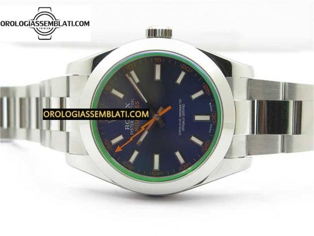 Rolex Replica/Clone MILGAUSS 116400 GV ACCIAIO 904L 1:1 BEST EDITION QUADRANTE BLU SUL BRACCIALE SH3131 - Foto 2