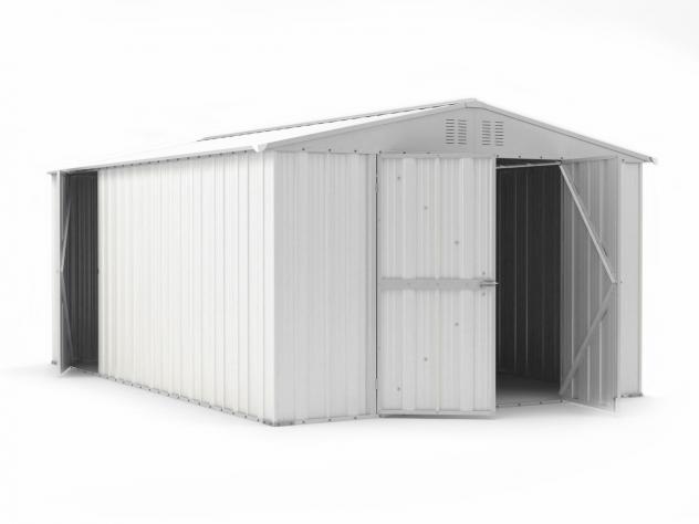 Box in Acciaio Zincato Casetta da Giardino in Lamiera 3.27 x 4.59 m x h2.17 m - 201 KG – 15,01 metri quadri – BIANCO - Foto 3