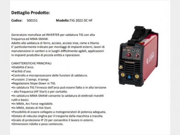 Saldatrice tig dc HF nuova Nuovo