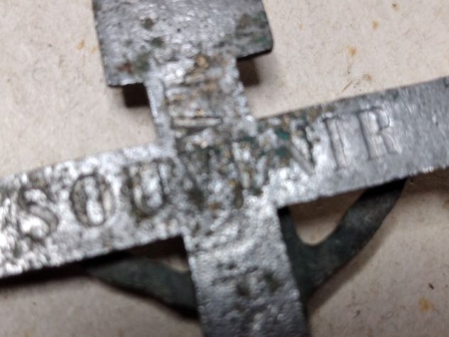 ANTICO CROCIFISSO SOUVENIR DELLE MISSIONI IN METALLO DI FUSIONE EPOCA 800 - Foto 9