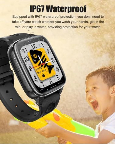Smartwatch bambini 4G SIM SOS videochiamata GPS LBS WiFi scuola NERO - Foto 2
