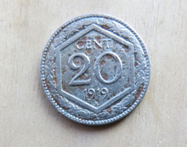 MONETA DA 20 CENTESIMI ESAGONO 1919 CON DIFETTO DI CONIO - AVVALLAMENTO - - Foto 2