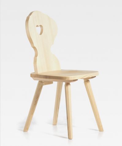 Sedia Tirolese In Legno Di Abete Verniciato Naturale Opaco E Sedile Legno (Non I