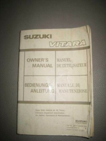 LIBRETTO USO E MANUTENZIONE SUZUKI VITARA