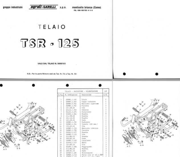 Catalogo ricambi piccolo Telaio Garelli TSR 125 5v GR