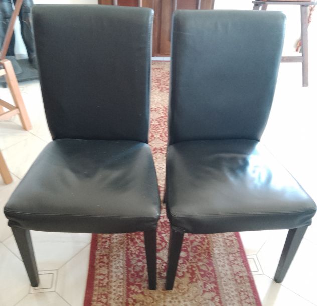 COPPIA POLTRONE SEDIE IN PELLE E LEGNO VINTAGE