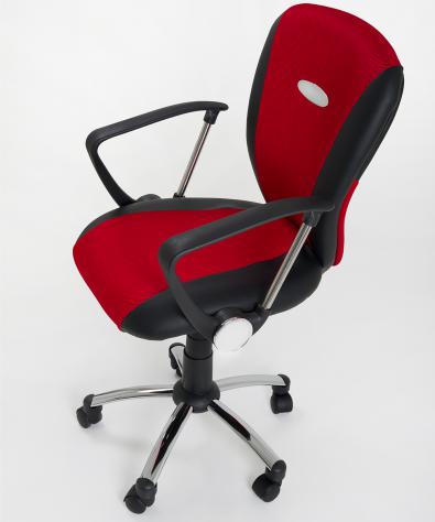 POLTRONA UFFICIO ERGONOMICA GIREVOLE IN MESH/ECOPELLE NERO ROSSO - DIREZIONALE MODELLO SLASH - NUOVA - Foto 4