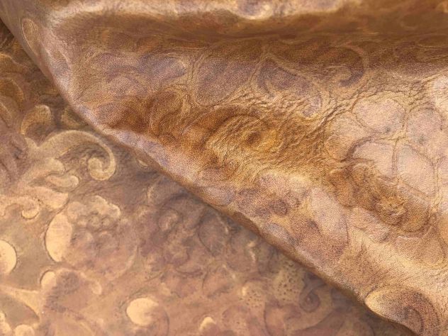 Pelle vacchetta floreale ambra per artigianato - Foto 4