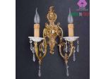 applique 2 luci capodimonte classico nuovo pendagli cristalli oro francese