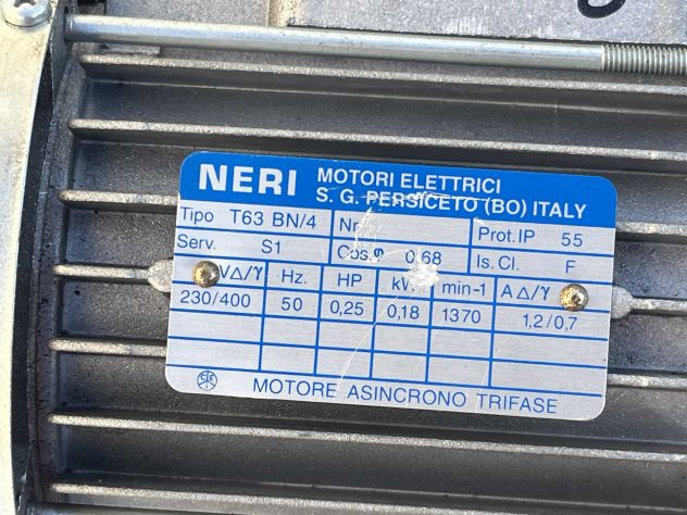 NERI Motoriduttore 0,25 + Riduttore BONFIGLIOLI 20/1 - Foto 4