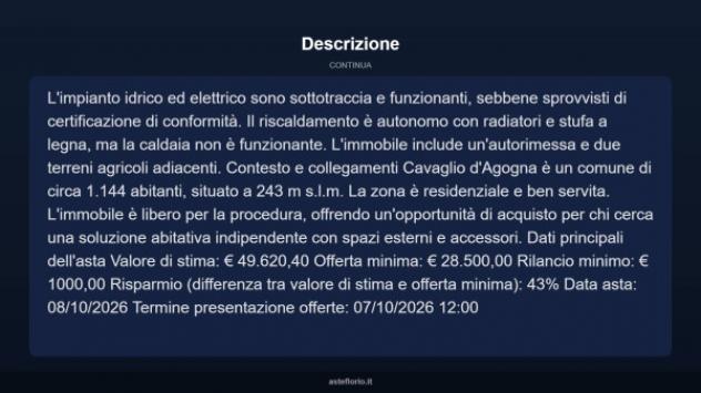 Immobile in asta di 328 m², box auto in vendita a Cavaglio d'Agogna - Foto 13