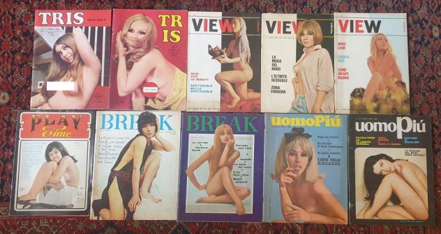 Lotto 10 riviste erotiche vintage anni '60 Tris View Break Playtime Uomo Più