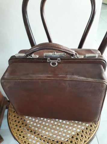Borsa d'epoca barbiere da viaggio in pelle , necessaire completo di accesso - Foto 3