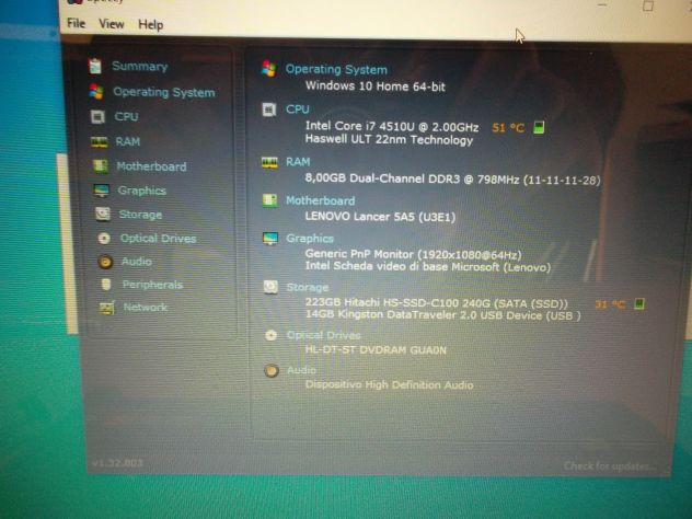 NOTEBOOK PORTATILE LENOVO Z50-70 CORE I7 8GB 250SSD WINDOWS 11. - Foto 2