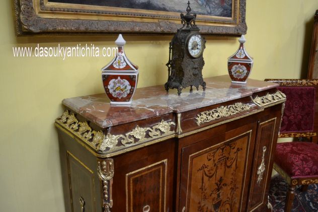 Servante-credenza intarsiata stile Luigi XV - Foto 4