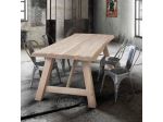 Tavolo in legno massello con gambe in legno, spessore 6 cm.