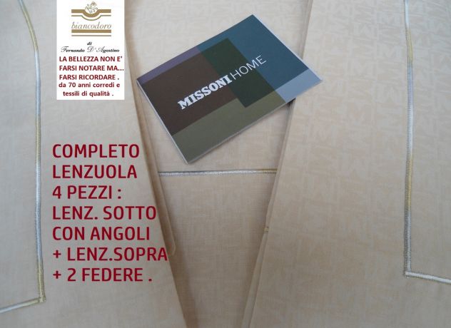 Missoni , Lenzuola Complete 4 pezzi ( modello copriletto ) in tre modelli . - Foto 7