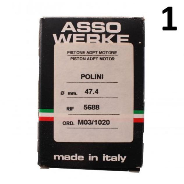 Pistone Polini 5688 Asso Werke scooter Piaggio - Foto 3