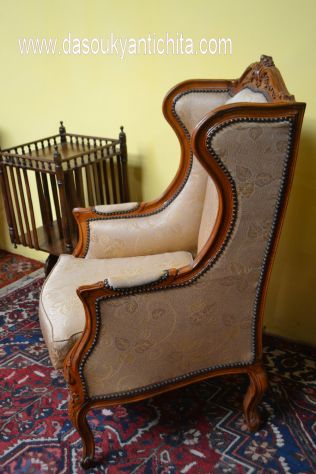 Poltrona bergère stile Luigi XV in noce - Foto 10