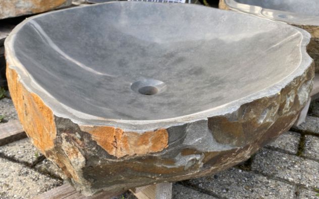 Grande lavabo lavandino bagno in pietra basalto - Foto 10