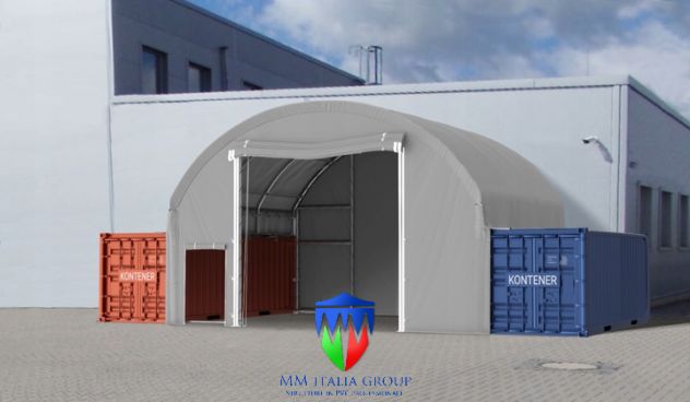 Coperture Tunnel su container 8 x 6 x 5,6 con aperture a Fisarmonica ambo i lati