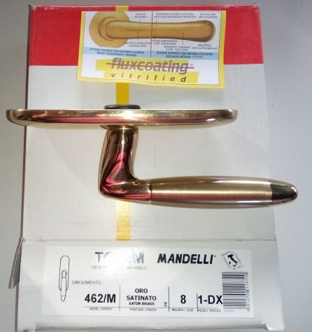 Maniglia Cremonese per finestra Mod: Totem Oro Satinato, Marca Mandelli Nuova