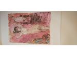 Franco Rognoni litografia originale a colori 35 x 50 foglio 50 x 70 interno rosa