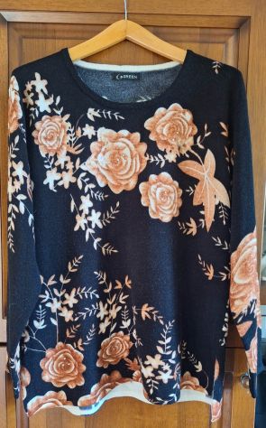 MAGLIONE DONNA FLOREALE CON BRILLANTINI TG. L/XL