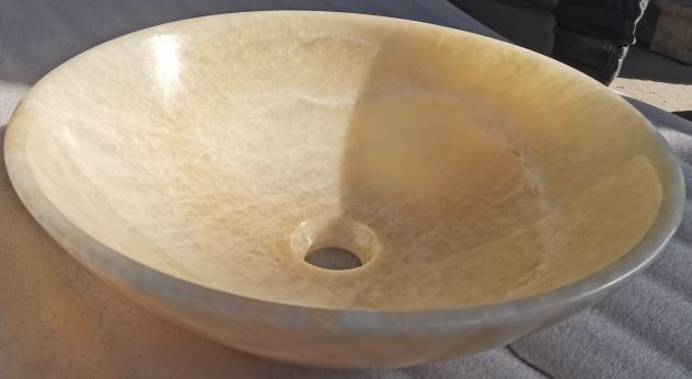 Lavabo in onice naturale da appoggio – pezzo unico per bagno di lusso - Foto 3