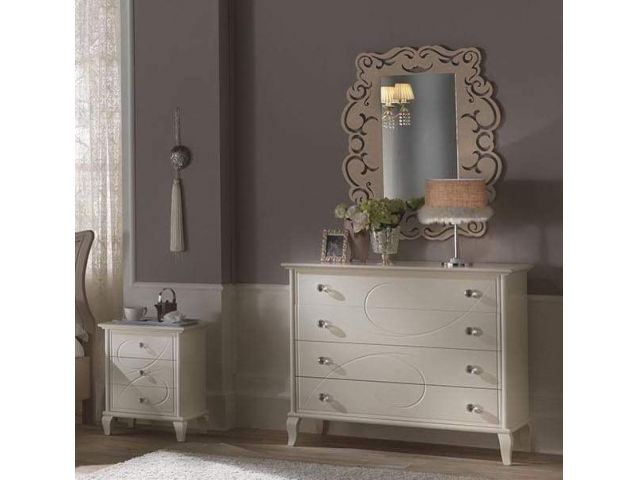 Comò e Comodino Legno con Intaglio Provenzale cod 7730/7731