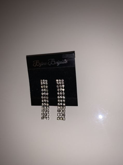 COPPIA DI ORECCHINI VINTAGE DA DONNA ANNI ‘90/2000,BIGIOTTERIA,IN METALLO E ZIRC - Foto 3