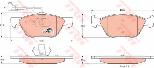 Trw Pattini Freno Fiat Multipla/Marea/156 Sportwagon Gdb1212