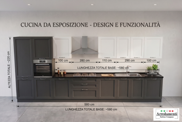 CUCINA LINEARE DA ESPOSIZIONE COMPONIBILE CON ELETTRODOMESTICI CUCINE SU MISURA - Foto 4