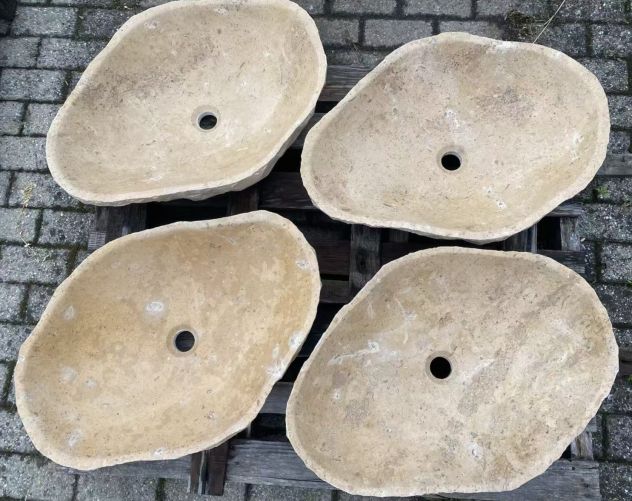 Lavabo lavandino da appoggio in pietra beige - Foto 8