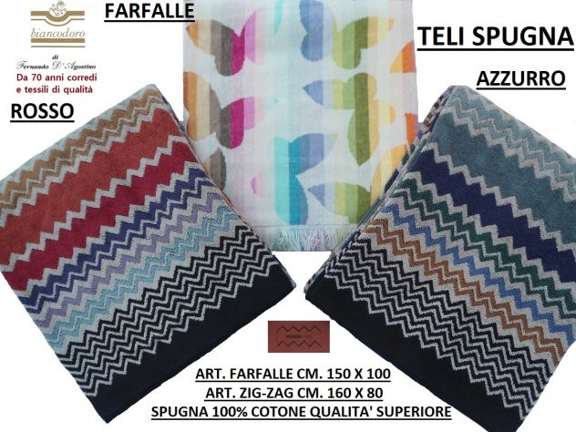 TELI SPUGNA MISSONI 3 MODELLI , mare , bagno , piscina ecc.