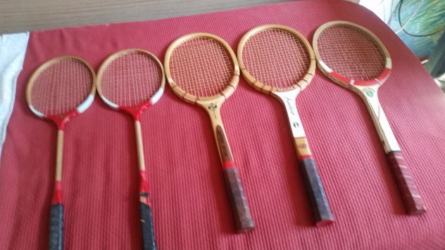 racchette tennis e volano in legno anni 60/70