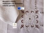 Tovaglia puro lino ricamo a mano intaglio rettangolare x 12 cm. 280 x 180