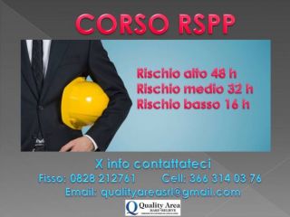 Corso di formazione RSPP - IN TUTTA ITALIA