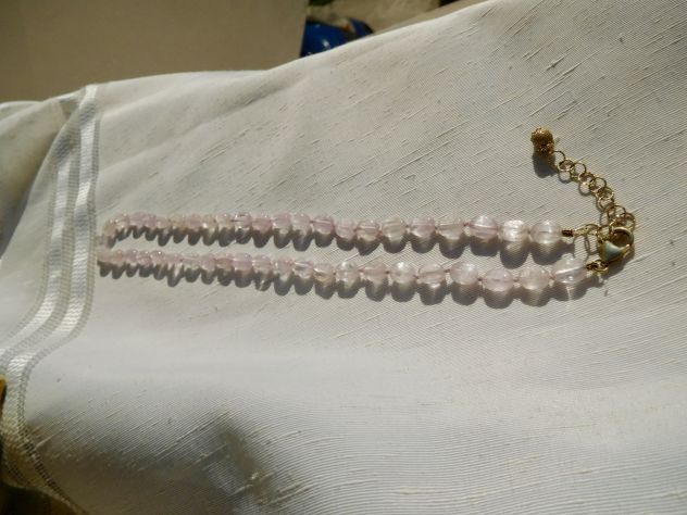 Collana Kunzite naturale, pietre calibrate,taglio regolare ovale piatto. Nuova! - Foto 5