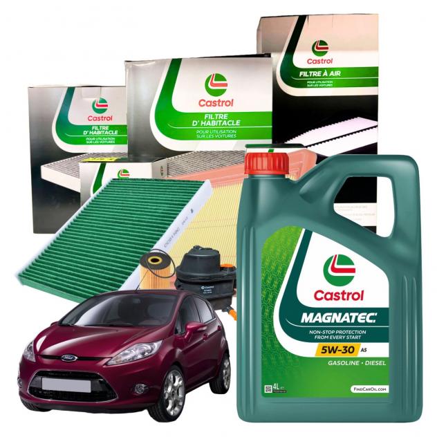 Kit Tagliando Castrol Ford Fiesta 1.4 TDCI 4 Filtri + 4LT Olio Magnatec 5W30 A5