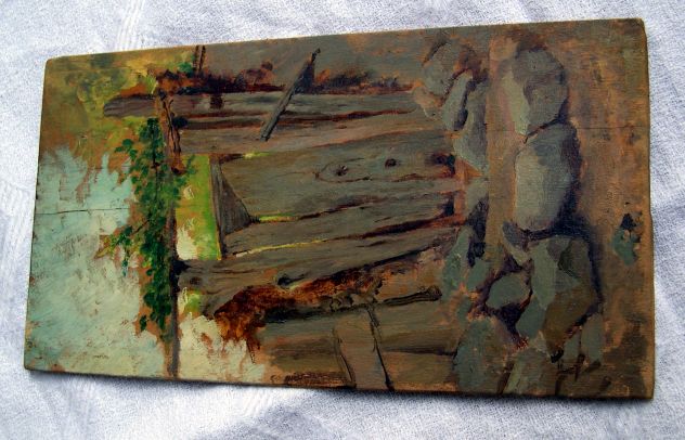 Antico quadro dell'800, dipinto ad olio su tavoletta dell’800 - Foto 2