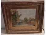 QUADRO PAESAGGIO CON CORNICE DI ANTIQUARIATO FIRMATO