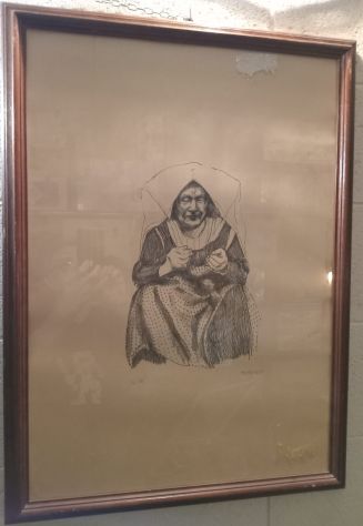 QUADRO STAMPA / DISEGNO ANTIQUARIATO CON CORNICE FIRMATO e NUMERATO