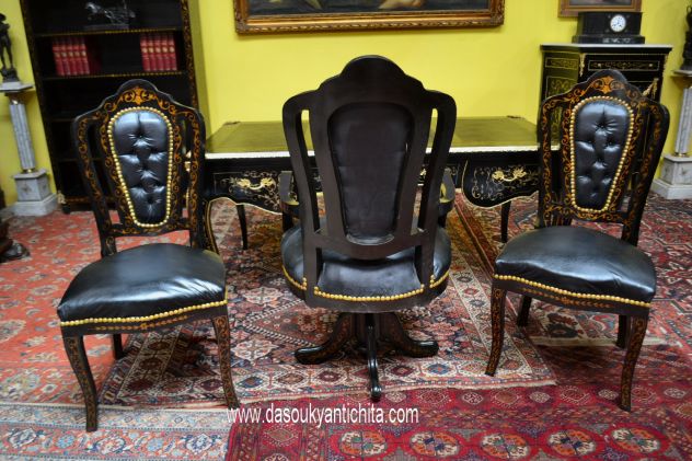 Tris poltrone da studio stile Napoleone III Boulle - Foto 4