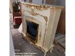 Camino stufa elettrica finta fiamma avorio e oro con spedizione