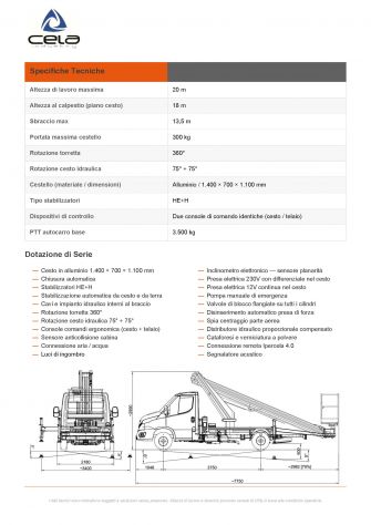 CELA 20T Essential– Piattaforma Aerea Autocarrata Telescopica 20 Metri Patente B - Foto 10