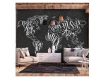 Fotomurale Adesivo Mappamondo Nero Con Le Scritte Arredalacasa