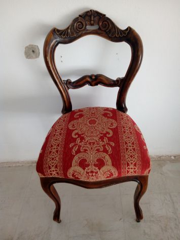 Sedie stile Luigi XVI in Legno Noce 4 pz imbottite - Foto 2