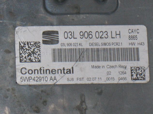 03L906023LH ECU SEAT GOLF PASSAT 1-6 CAYC HW.H43 03L906023LH 5HP42910AA - Foto 2