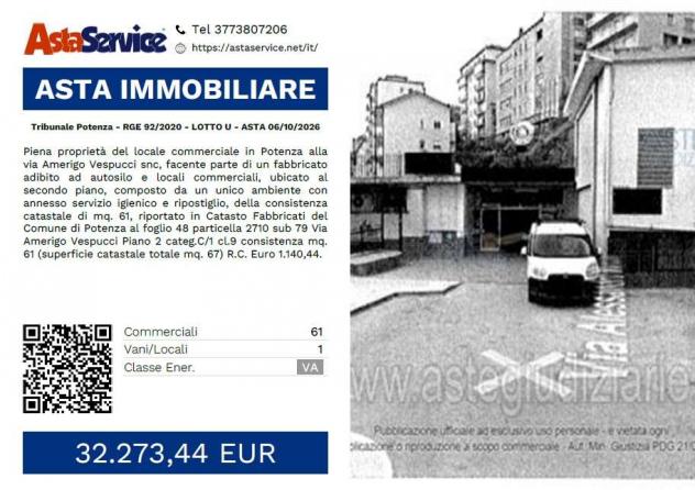 Tribunale Potenza - RGE 92/2020 - LOTTO U - Tribunale Potenza - RGE 92/2020 - LOTTO U - ASTA 06/10/2026